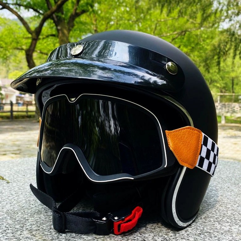 4XL 빅 하프 오토바이헬멧 특대 헬멧 바이크헬멧 클래식헬멧 헬맷 겨울헬멧 경량오토바이헬멧 오토바이용품 남녀공용헬멧, 무광블랙 프레임 고글 포함 147,600원