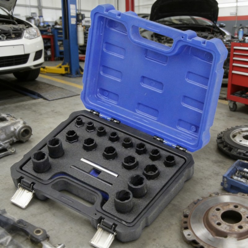 Kuntech 19피스 역나사 소켓 세트, 소켓 세트 너트 및 볼트 추출기 볼트와 너트 제거기 - 크롬 몰리브덴강 볼트 추출기 보관함 포함 세트, 1개 73,820원