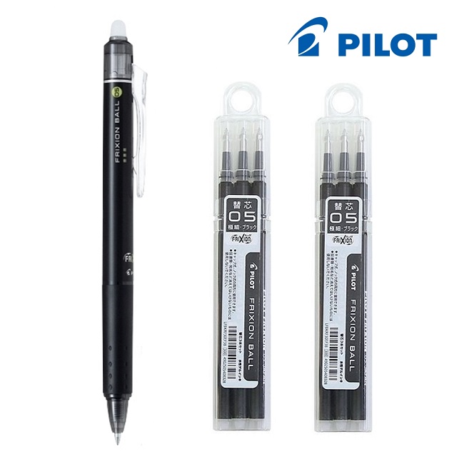 파이롯트 프릭션 노크 볼펜 0.5mm + 리필심 세트, 0.5 블랙 + 리필 3p 2개, 1세트 11,060원