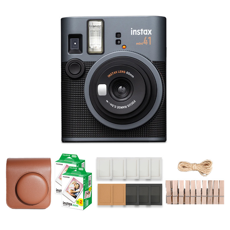 인스탁스 즉석카메라 instax mini41 + 전용가방 브라운 + 미니필름 40p + 종이액자 + 나무 데코 세트 209,800원