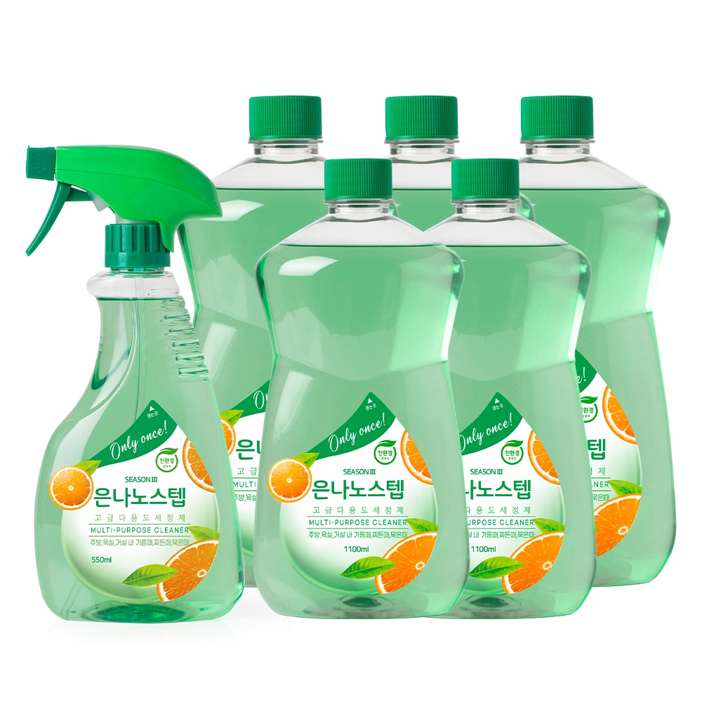 은나노스텝 시즌3 다용도 세정제 6종세트 [550ml 1개+리필 1,100ml 5개(스프레이 1개 포함)], 1개, 550ml 41,900원