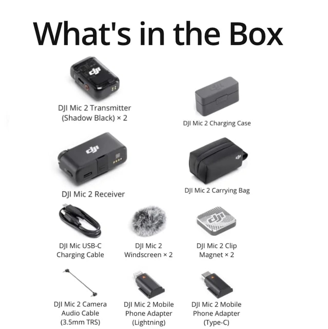 DJI 마이크 2 지능형 노이즈 캔슬링 무선 마이크 32 비트 플로트 내부 녹음 250m 범위 사운드 최적화 607,670원