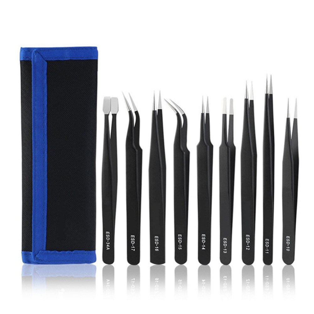 THE THING 정밀 핀셋 세트 6pcs 9pcs 보관용 파우치 포함, 정밀핀셋 9pcs세트, 1개 10,500원