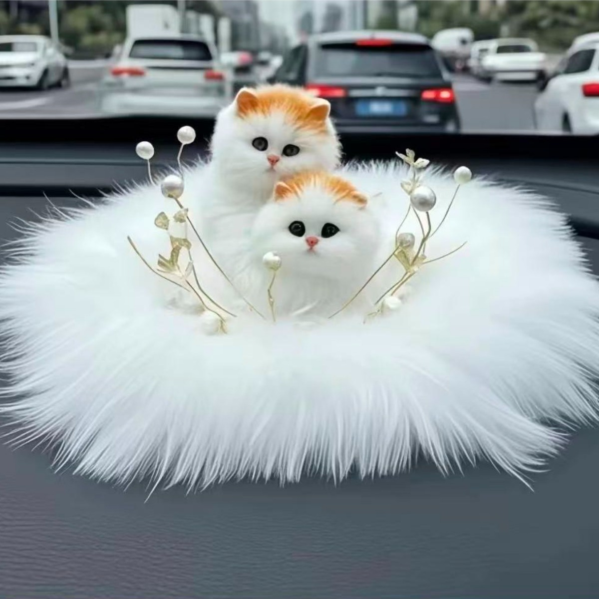 넘버링카 자동차용 대시보드 장식용 차량 인테리어 소품 인형 고급 쌍고양이, 1개, 하얀쌍고양이 볼륨패드 25,720원