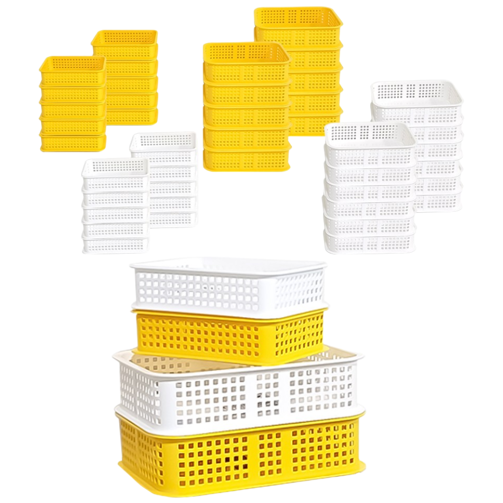 총 20개 스텝 바스켓 1호+2호 5SET (1호10개+2호10개) 수납박스 수납정리함 학습준비물 노란바구니 책상서랍 교구바구니 플라스틱바구니 노랑바구니 수납바구니 40,900원