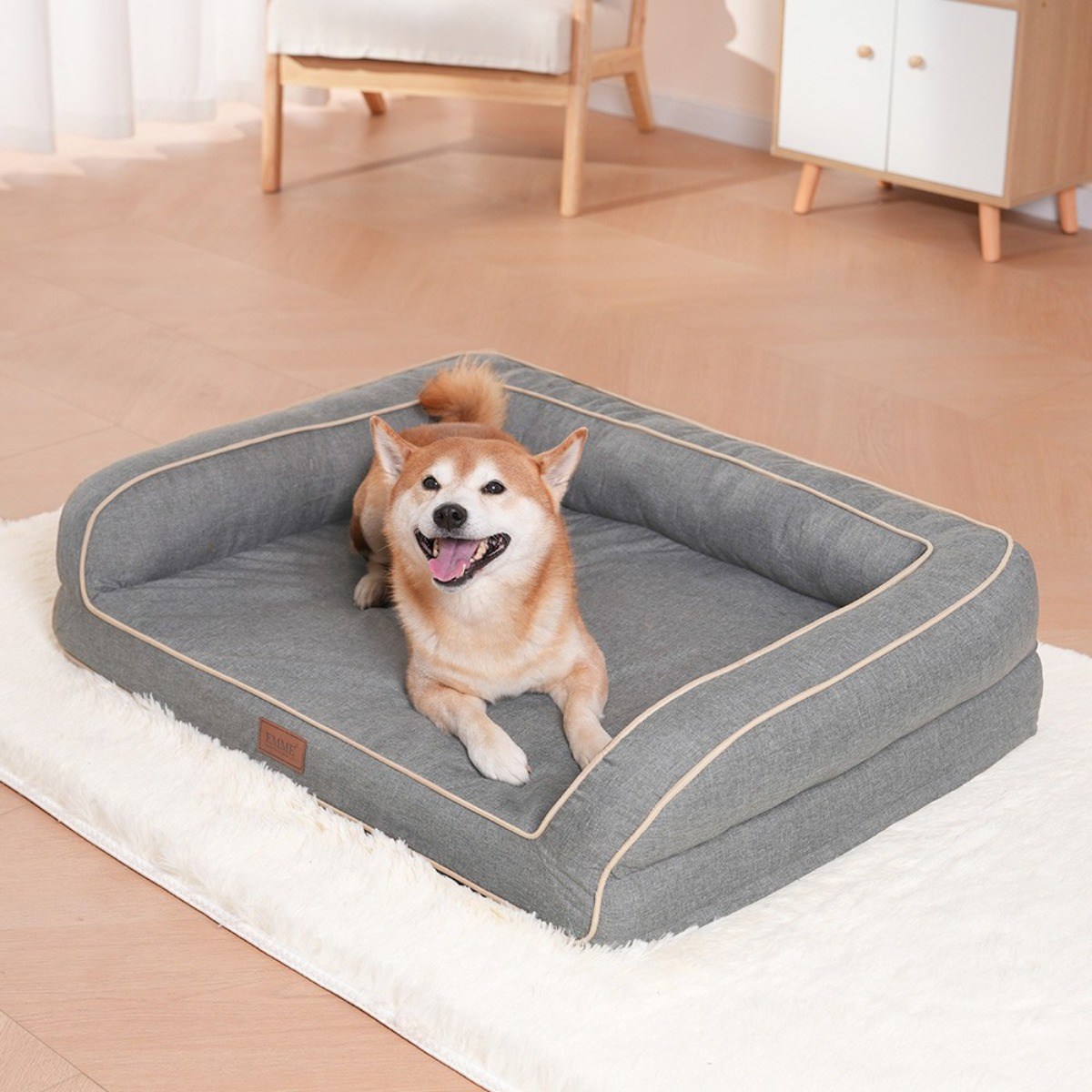 EMME 강아지 베드 청소가 쉬운 방수 펫 베드 소파 세탁 가능한 통기성 좋고 눅눅하지 않은 베개 포함 쿠션감이 뛰어난 고반발 노령견 강아지 고양이 다둥이 사육용 분리 가능한 커버 21,670원