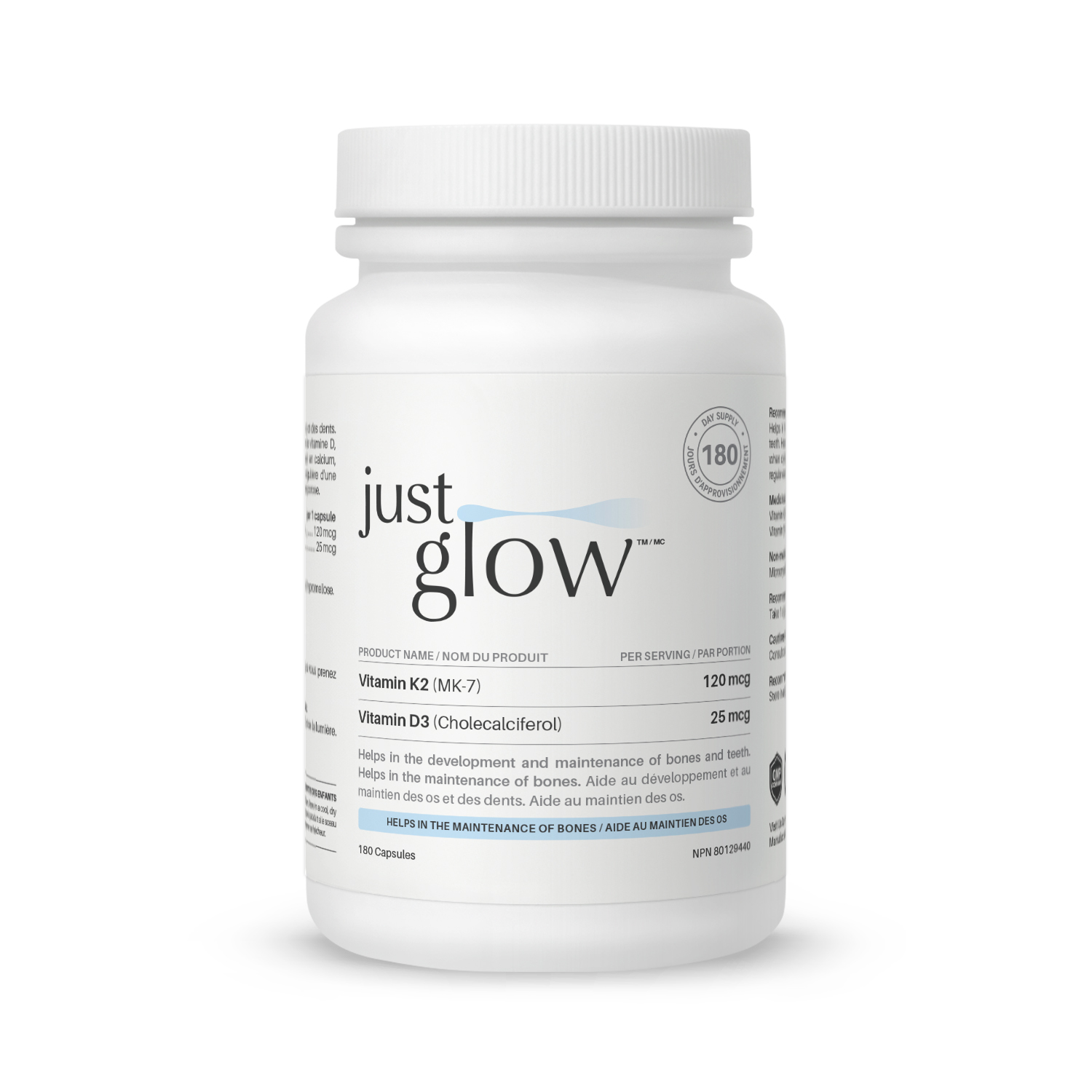 저스트글로우 비타민 K2+D3 MK7 120mcg + 1000IU 베지캡슐, 1개, 180정 29,800원