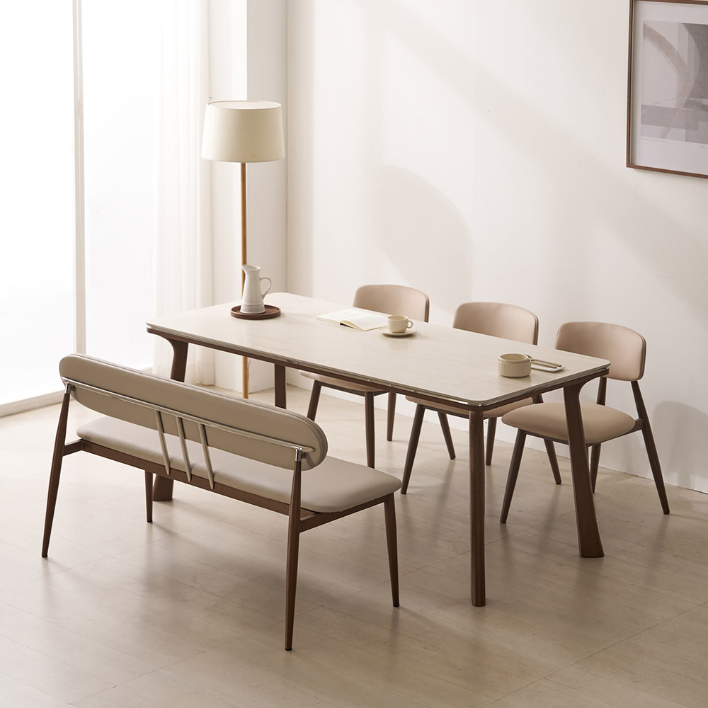 파로마 이즈 레나 1800 포세린 세라믹 6인용 식탁 세트(식탁,의자3,벤치) 509,000원