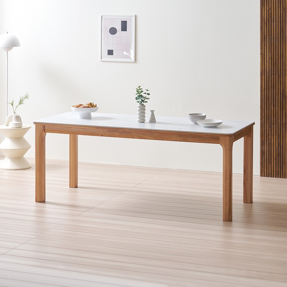 라로퍼니처 발렌시 1900 포세린 통 세라믹 6인 참죽나무 원목 식탁 세트 293,000원