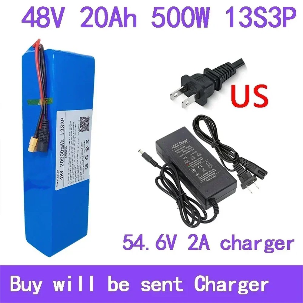 전기 자전거 모터용 이온 배터리 BMS 충전기 48V 20Ah 13S3P XT60 18650 54 6V 500W 62,900원