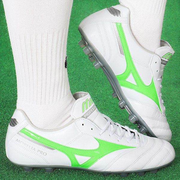 미즈노 축구화 모렐리아 2 프로 AG 인조잔디용 캥거루가죽 화이트-그린 로고 98,000원