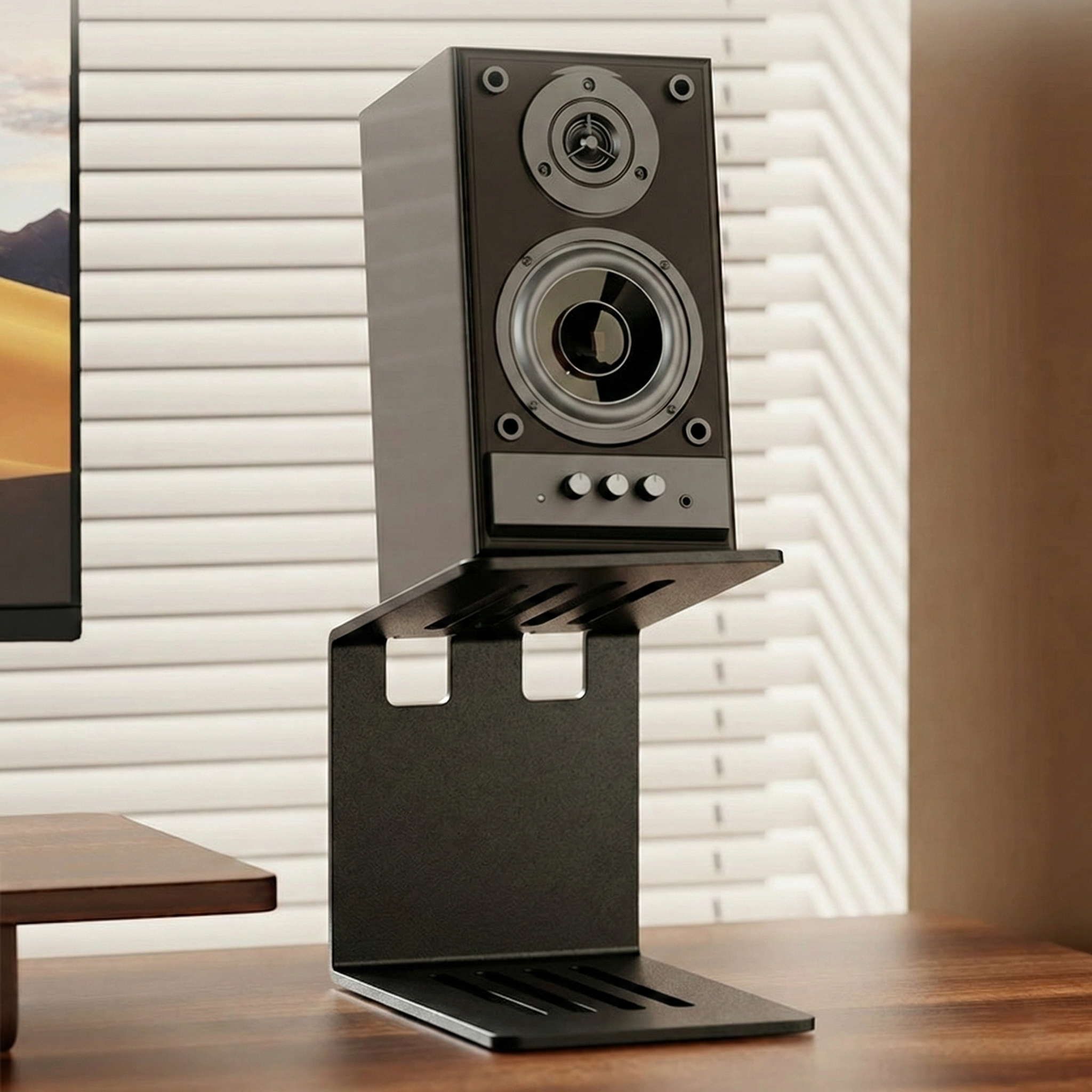 컴퓨터 스피커 거치대 데스크 책상 오디오 받침대, 블랙, 탄소강 13,500원