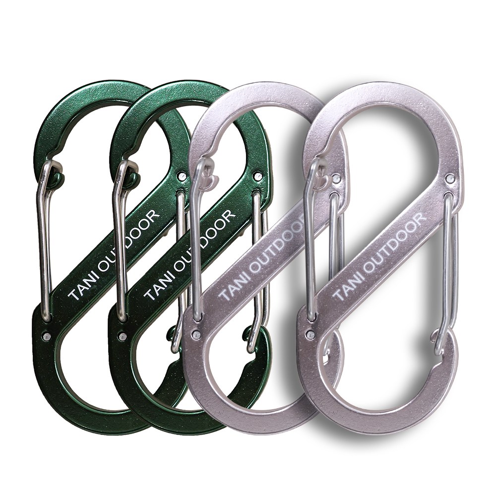 카라비너 대형 중형 소형 D형 S형 고강도 캠핑 비너 차박 타프 텐트 키링, 1세트, 1단, 09_S형 8cm(그린2+핑크2) 8,630원