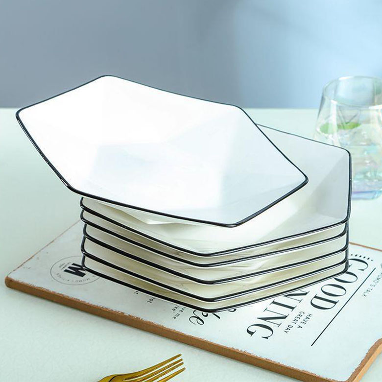 모던지 세라믹 심플패턴 육각 다이아몬드 접시 YJ280, 화이트, 6개 20,130원