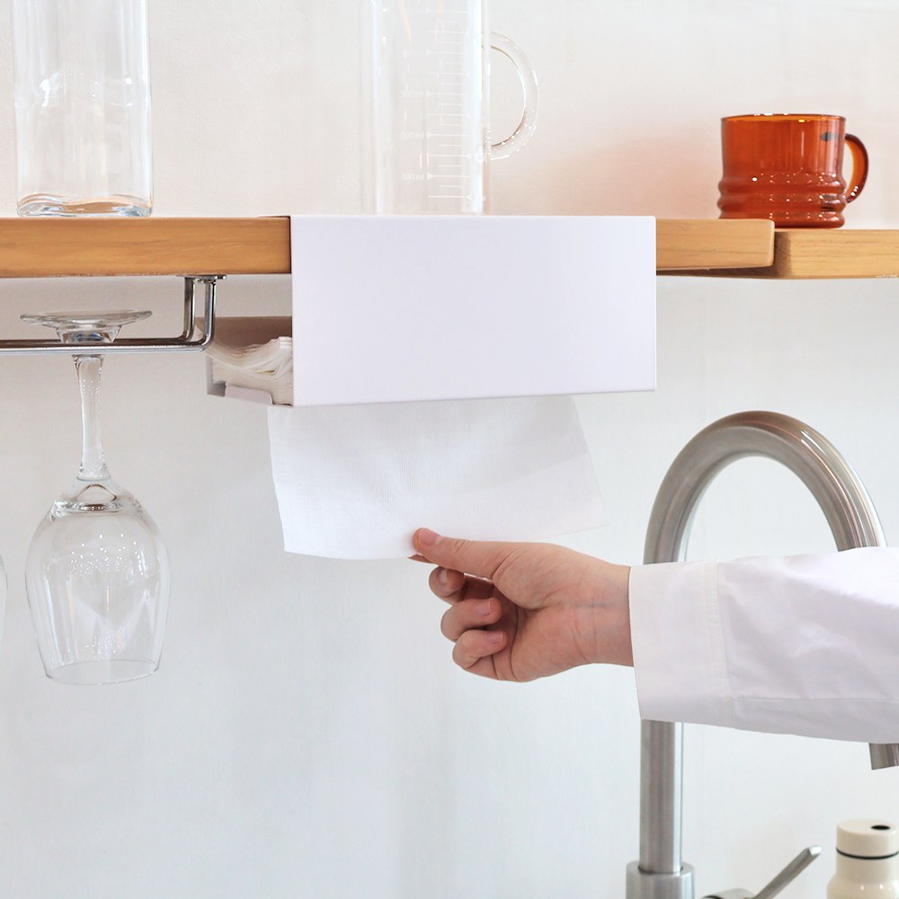 이지유 키친타올 걸이 상부장 거치식 티슈 디스펜서 마그네틱 홀더, 1개, 화이트 6,400원
