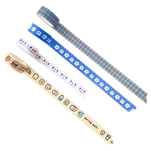 OON 다꾸 스마일 빵 꽃 체크 마스킹 테이프 3m 4종 세트, 혼합색상, 1세트 5,900원