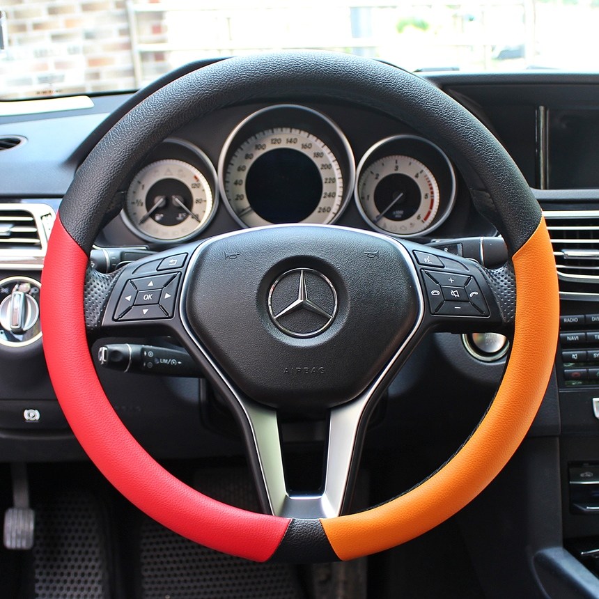 350 - 360 mm 사이즈 경차 수입차 테슬라 전기차 트리플 포인트 라인 자동차 핸들커버 31,500원