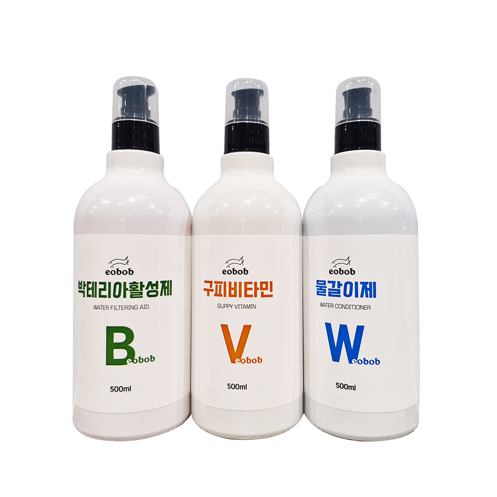 EOBOB 물갈이제 구피비타민 박테리아 활성제 500ML 3개 총 1500ML 어항 환수 수질개선 22,330원