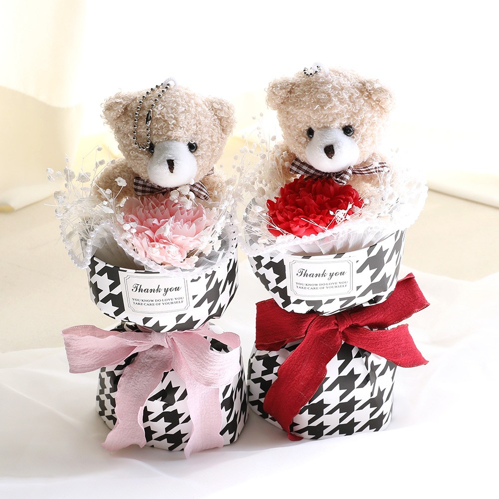 졸업 입학 인형꽃다발 비누꽃 테디베어 곰인형 선물 빵빵트위드베어(S) 10,900원