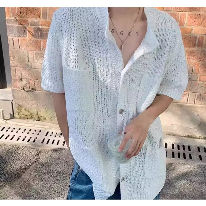 킹앤조이 바니플 루즈핏 캐주얼 반팔 니트 가디건 54,800원