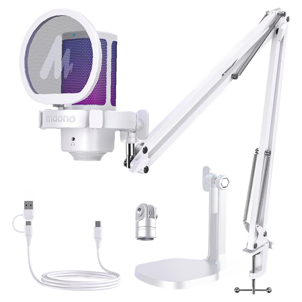 마오노 게이밍 USB 콘덴서 마이크 붐 암 스탠드, 화이트, DGM20G 61,350원