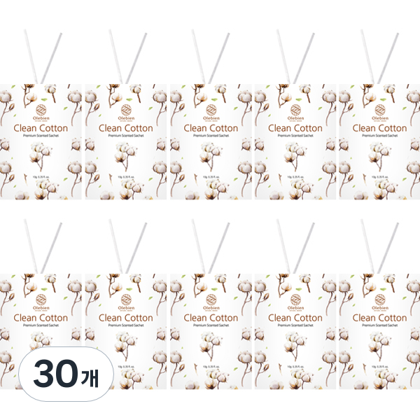 올레비엔 센티드 사쉐 옷장방향제 본품, 10g, 30개, 클린코튼 24,600원