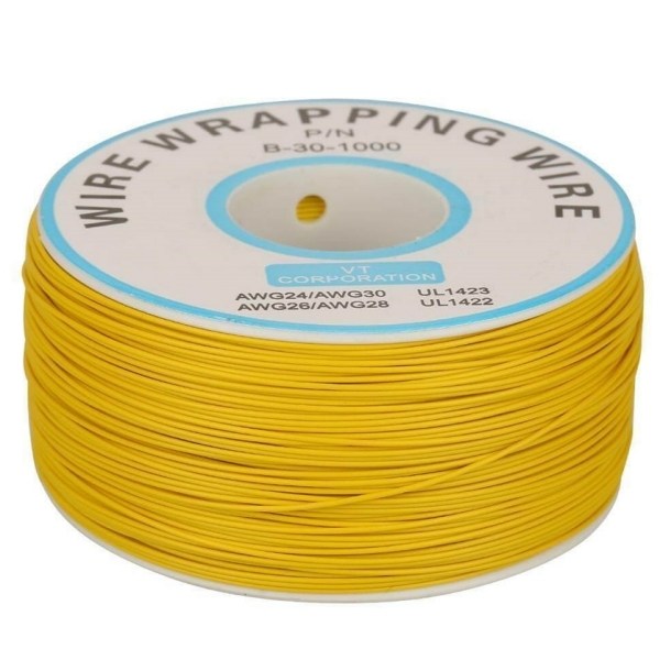 0.25mm 와이어 래핑 전선 30AWG 250m 점퍼선 - 노란색 절연 구리 케이블 브레드보드 배선용 10,500원