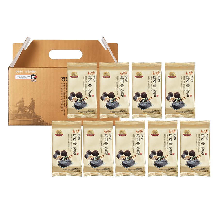 광천 해달음 트러플 돌김 도시락김 9봉 손잡이 명절 선물세트, 1세트, 4g 5,990원