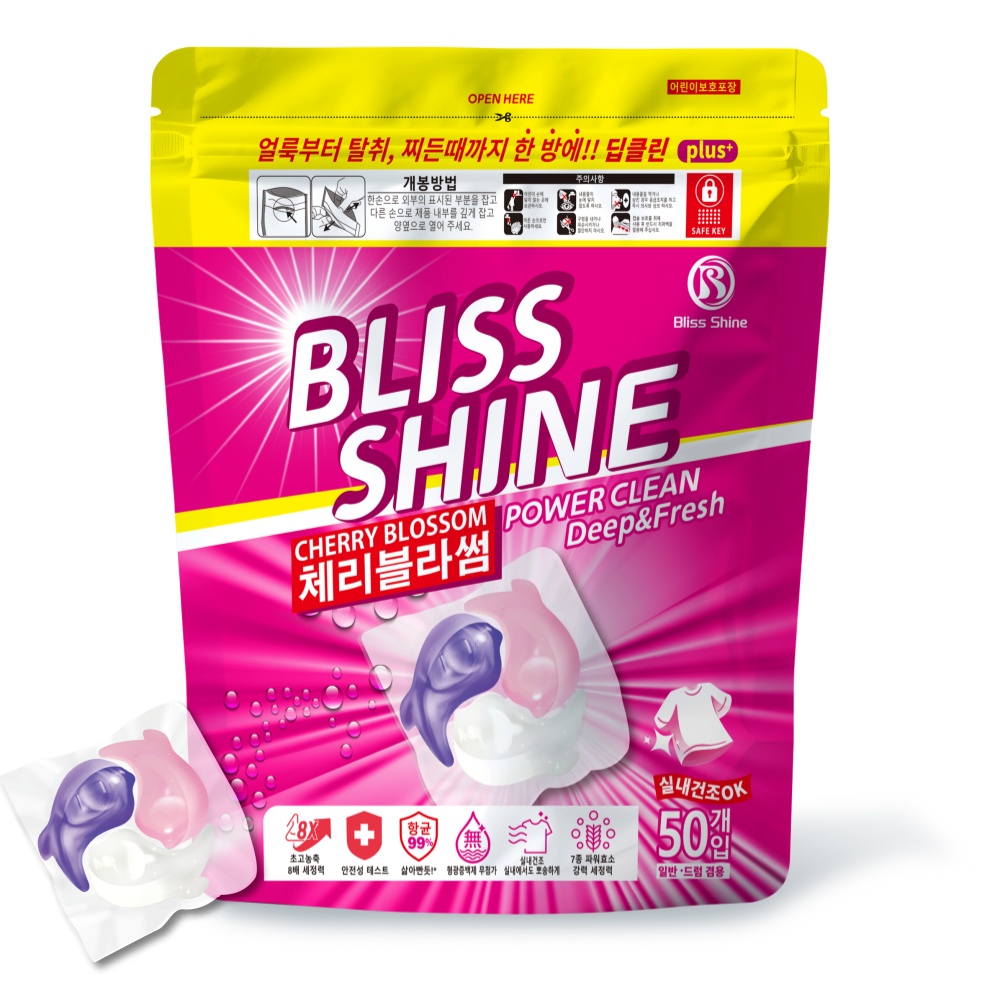 블리스샤인 울트라클린 초고농축 올인원 실내건조 캡슐세제 체리블라썸 퍼퓸, 1개, 50개입 22,800원