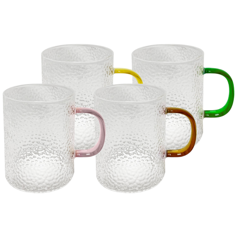 이태리 am 내열강화유리 해머톤 글라스 500ml 4개 세트 머그컵 머그잔 유리잔 유리컵 커피잔 물잔 물컵 4P, 1세트, 그린+핑크+브라운+옐로우 35,800원