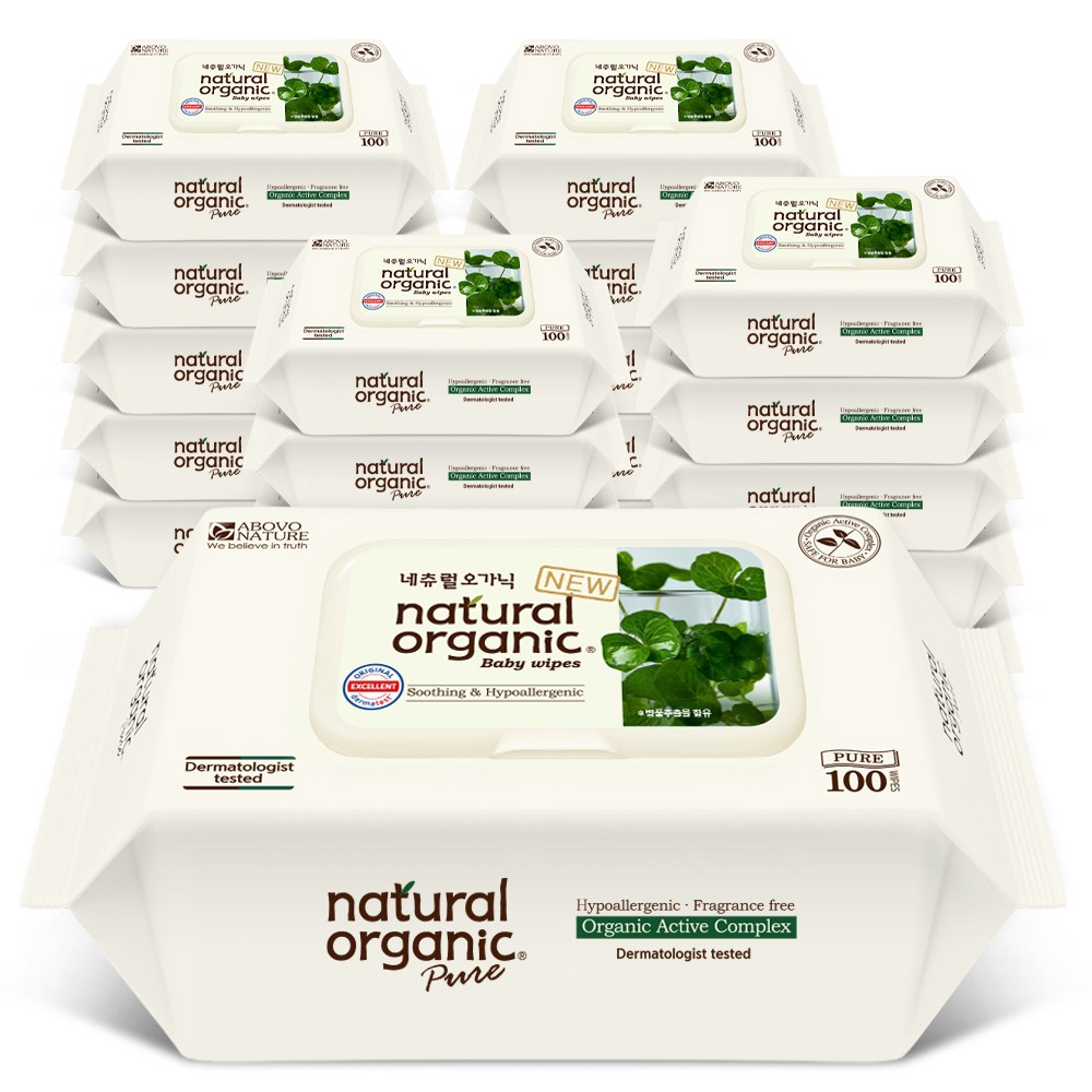 네츄럴오가닉 퓨어 센텔라 그린 라벨 아기 물티슈 100매 20팩 19,800원
