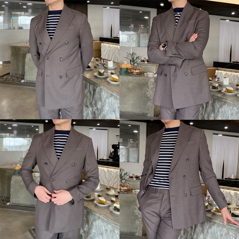 남자 프리미엄 클래식 버드아이 더블자켓 정장세트 호시스테치 브라운 더블수트 결혼식하객룩 151,660원