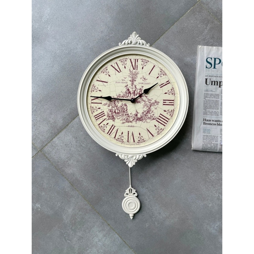 허니상점 프렌치 원형 추 벽시계 국산 클래식 무소음 뜨왈장식 /2color, 레드 81,000원