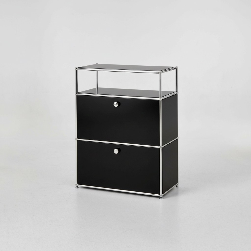 미드퍼 하이 싱글2단 철제 미드센츄리 모듈 수납장 770x400x990, 2단, 블랙 419,000원