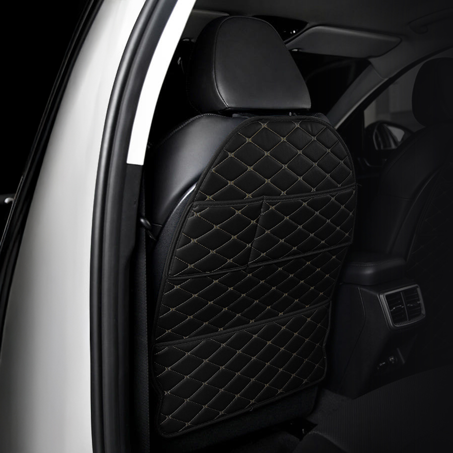 메이튼 자동차 가죽 퀄팅 킥매트 시트백 커버 투포켓, 블랙 + 블랙, 1개 13,750원