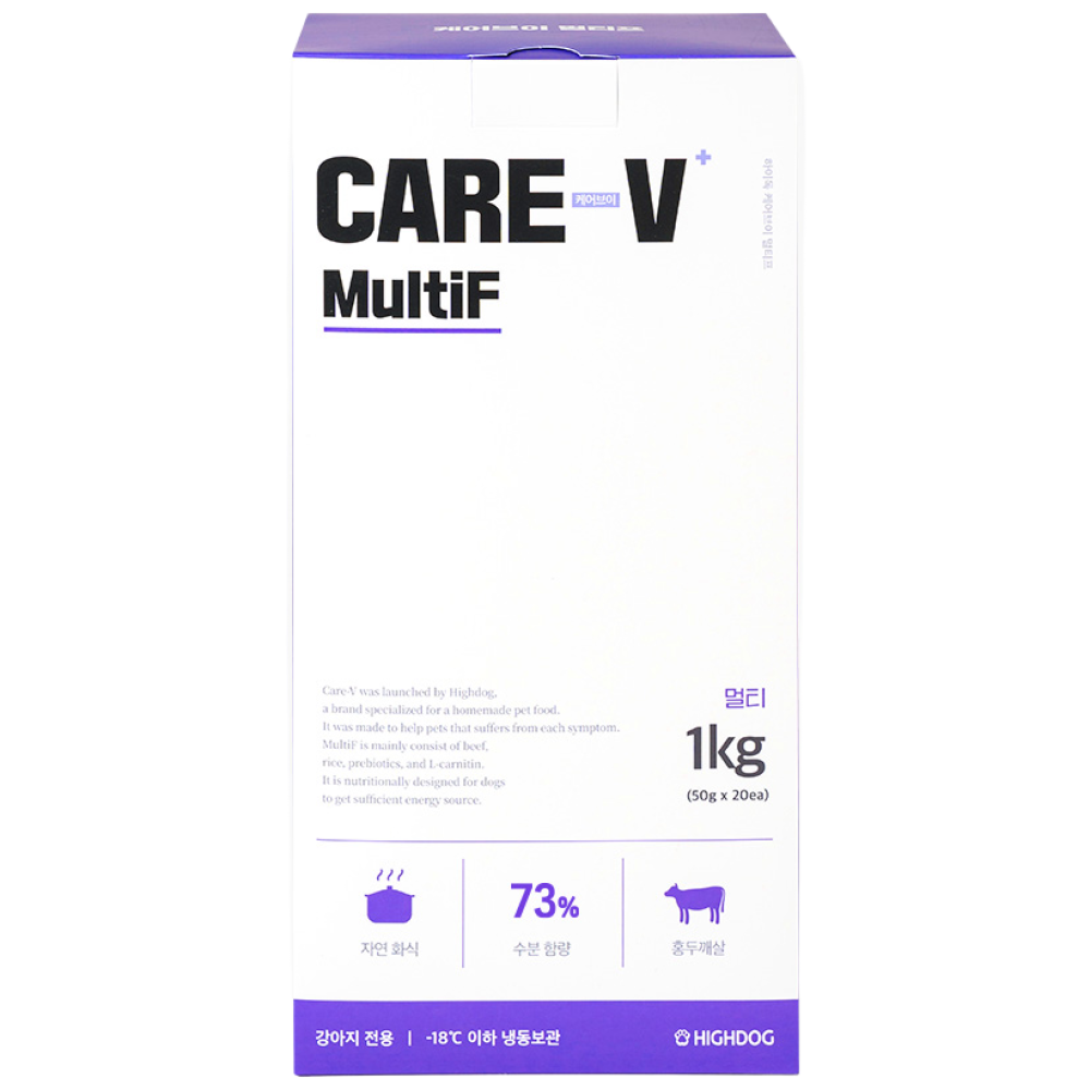 하이독 합병증 저염 저단백 케어브이 멀티프 동물병원 처방식 종합 건강 사료 화식 1kg, 20개, 50g, 소 44,200원