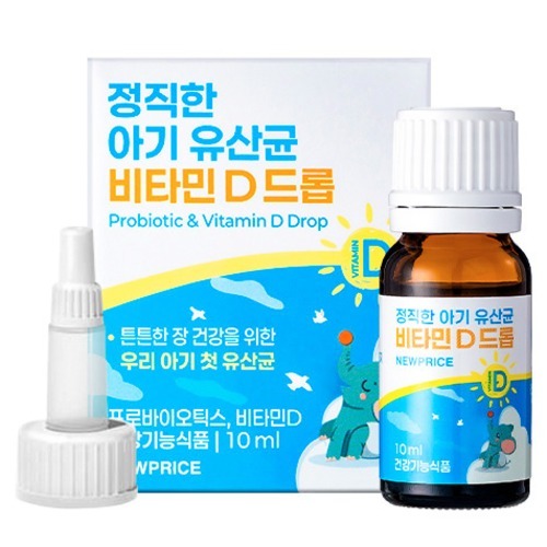 뉴프라이스 정직한 아기 유산균 비타민D 드롭, 1개, 10ml 15,500원