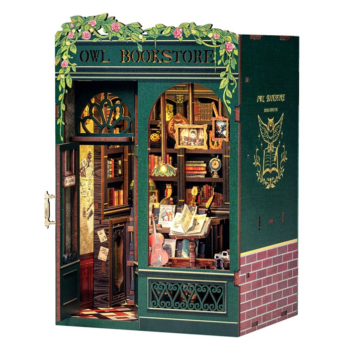 핸즈크라프트 diy 미니어처 하우스 북눅 북엔드 부엉이 서점, 1개 33,000원