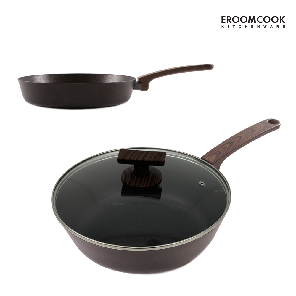 이룸쿡 브라운 이노블 28cm 프라이팬 + 28cm 궁중팬 + 유리뚜껑 3종세트, 1개 62,200원