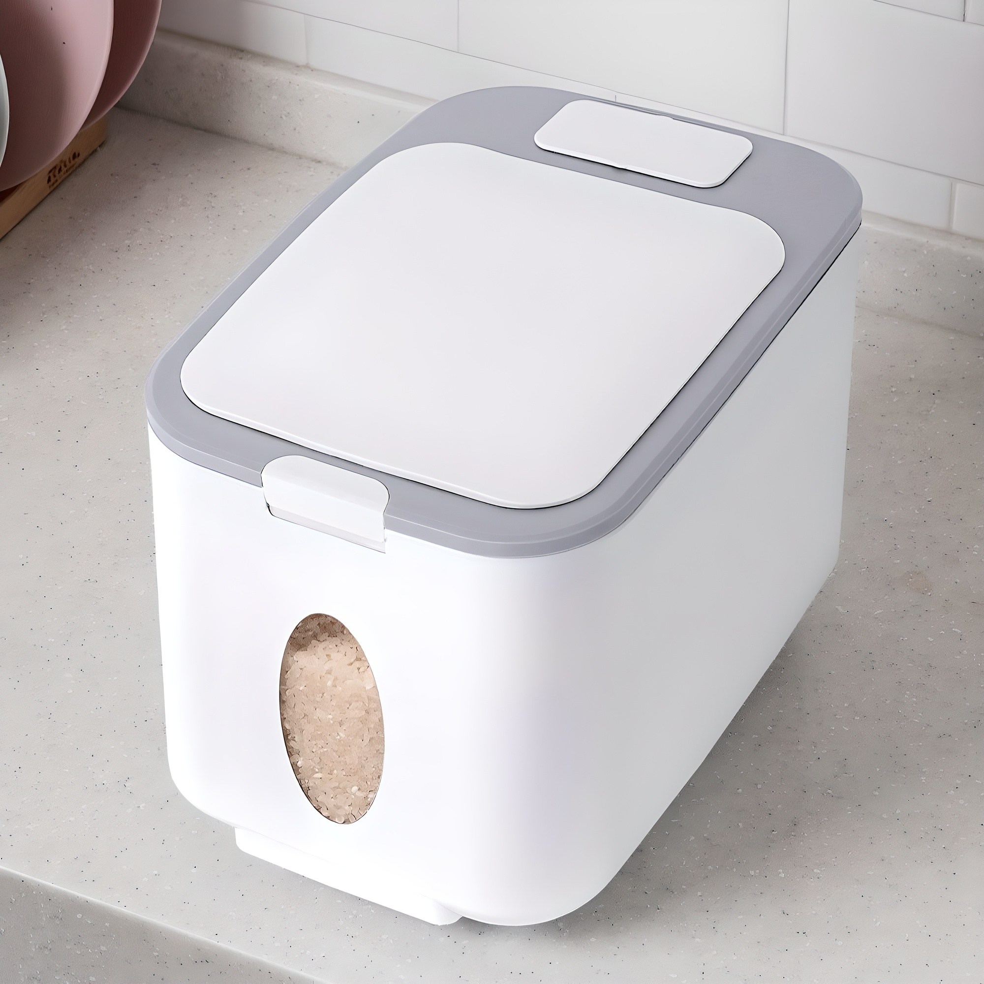 레토 원터치 밀폐형 쌀통 14kg, 화이트, 1개 19,800원