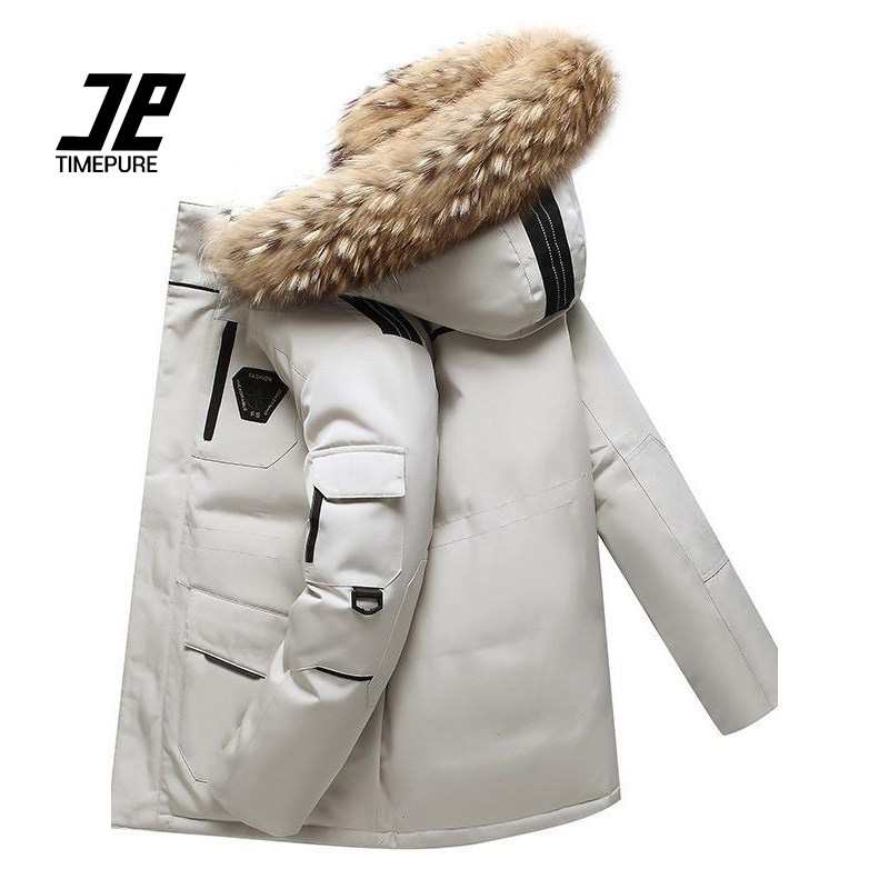 겨울 남녀공용 커플 다운 패딩 카고 점퍼 리얼 카라 패딩 점퍼 후드 다운 패딩 따뜻한 겨울 패딩, 현재가 58,880원