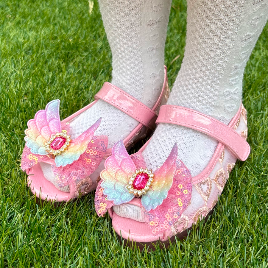 프롬베베 여아용 레이니 무지개 날개 오픈토 LED 샌들 39,000원