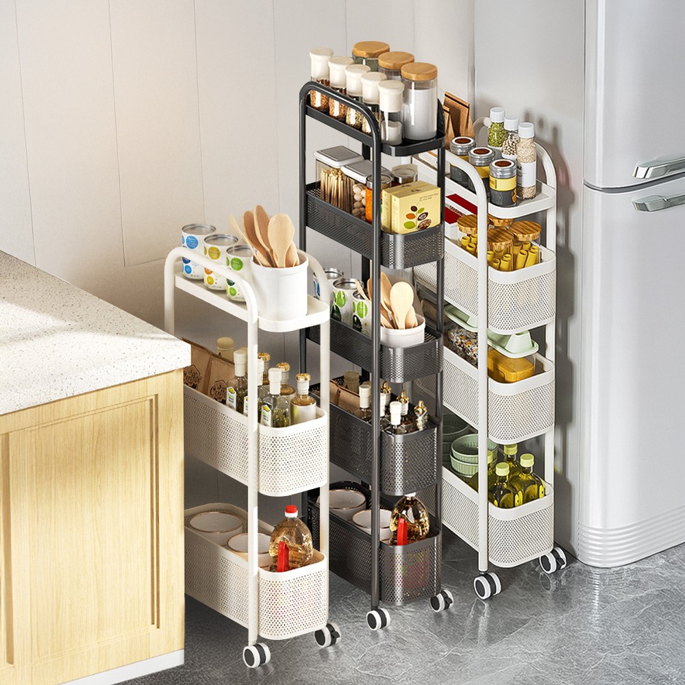 써보니조트라 이동식 틈새 철제 트롤리 슬림 틈새선반, 4단, 화이트 52,500원