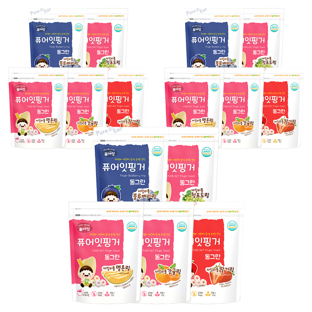 퓨어잇 핑거 동그란 자일리톨 과일링 5종 세트 32,670원