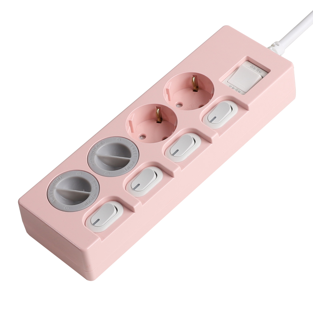 스윗홈 개별 절전 과부하차단 컬러 멀티탭 4구 + 안전커버 2p 세트, 1.5m, PINK, 1세트 16,300원