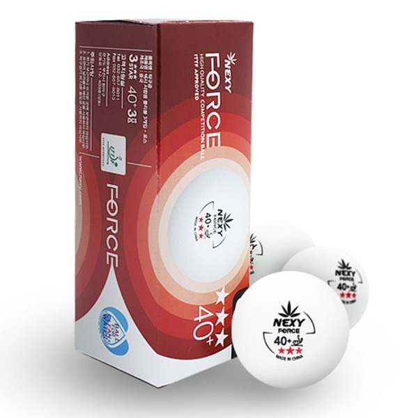 넥시 경기용 탁구공 포스(FORCE) ABS 40+ 3개입 (3성 시합구), 화이트, 1세트, 현재가 4,500원