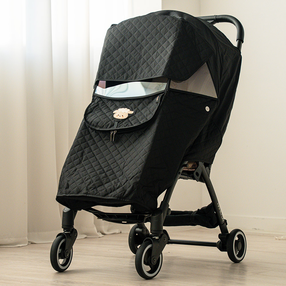 마롤로뜨 빌리지 유모차 방한커버 방풍커버 방수커버 범용 부가부 줄즈 트라이크 디럭스 절충형, 1개, 방한(패딩)커버_양양이(블랙) 40,000원