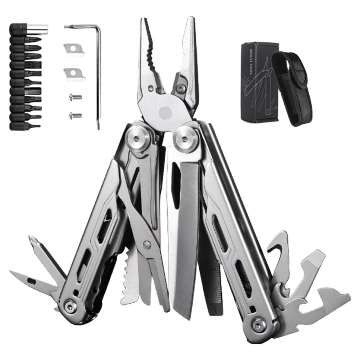 ZOZOFO GHK6Pro NEW버전 접이식 16기능 멀티툴 공구 아웃도어 서바이벌 맥가이버칼 캠핑용품, 은색(GHK6Pro), 1개 58,600원