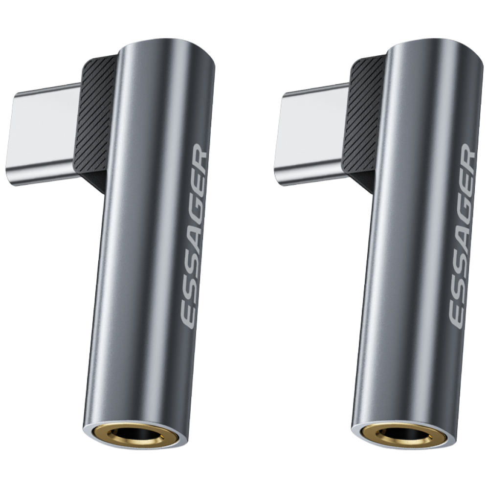 Essager 90도 ㄱ형/L자형 C타입 to 3.5mm AUX 이어폰 변환젠더, 그레이, 2개, 3.15cm 29,950원