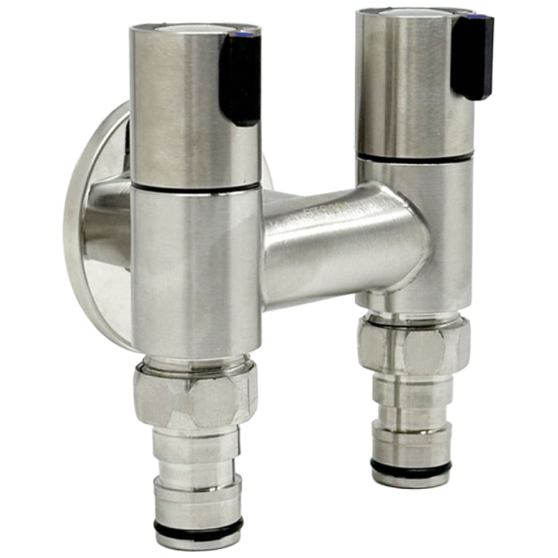 우리수도 세탁기 수도꼭지 SUS304 스텐재질 SW 무광 슬림형 2구 카프링 세탁꼭지, 1개 13,500원